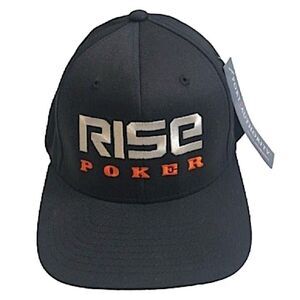 Rise Poker S/M Baseball Hat Flexfit Black Cap Sports Outdoors Sportswear